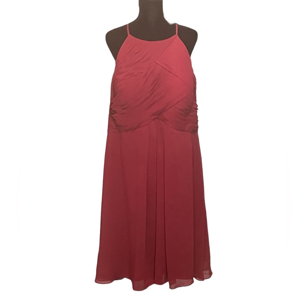 AW.Bridal red pleated bodice dress, open back,‎ size 20